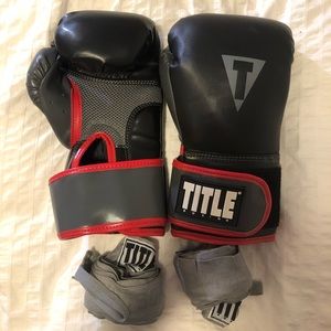 TITLE Boxing Aerovent Gloves with Hand Wraps
